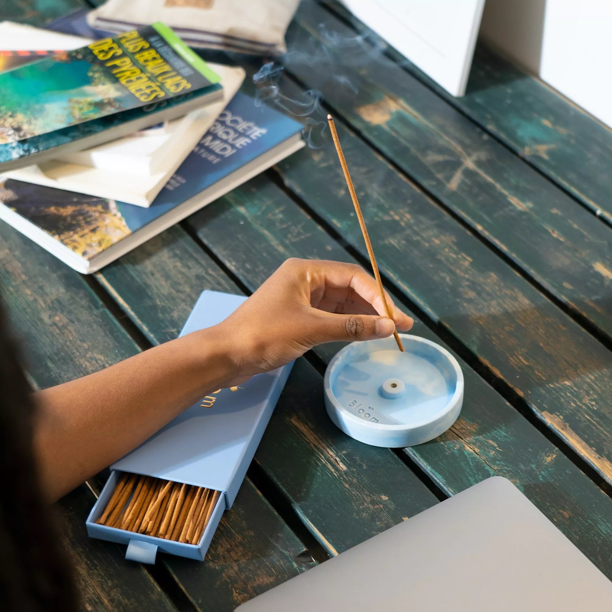 Handcrafted concrete incense holder