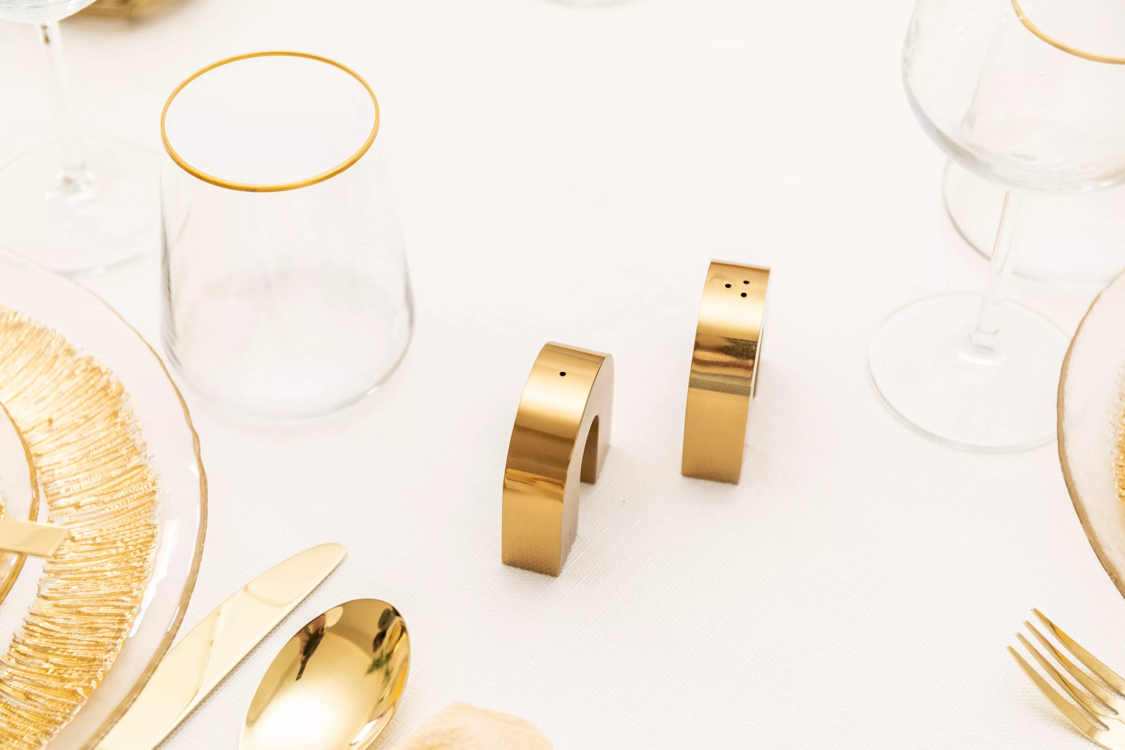 Gold-rimmed water glass