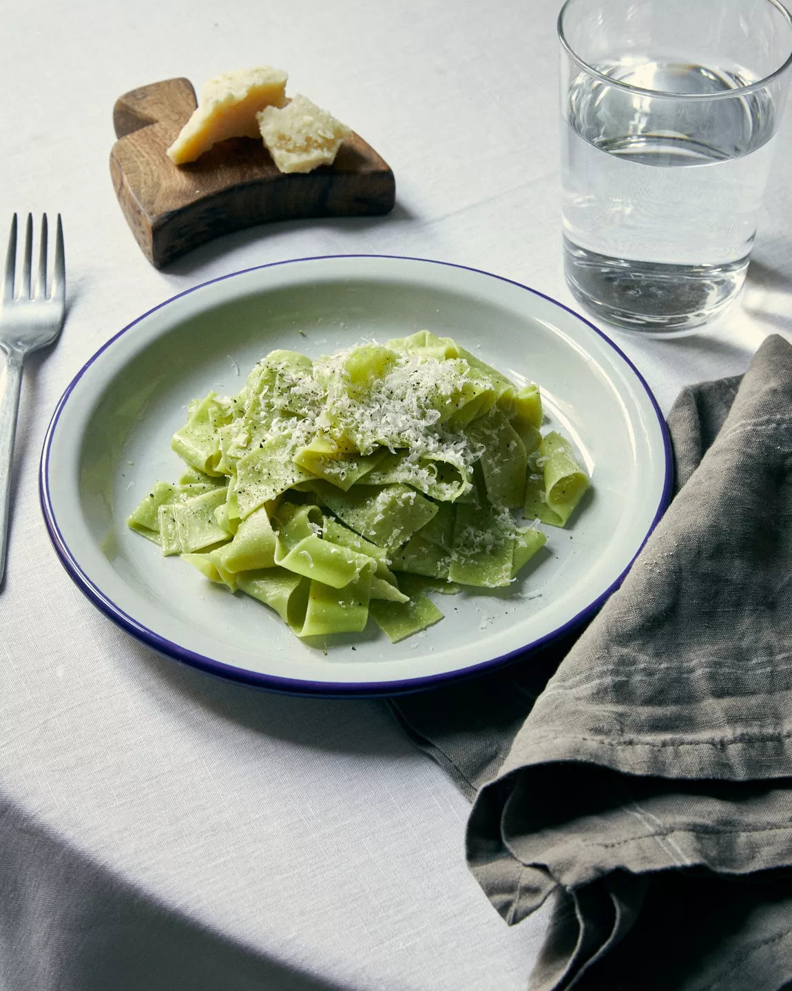 Pappardelle with eggs and spinach