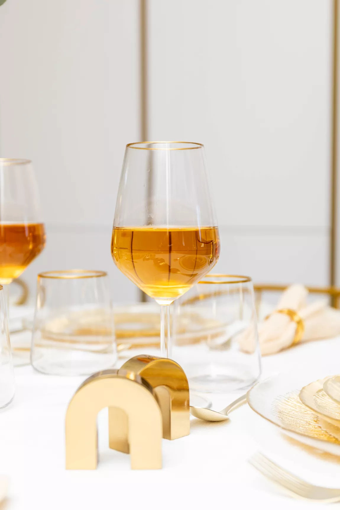 Gold rim wine glass