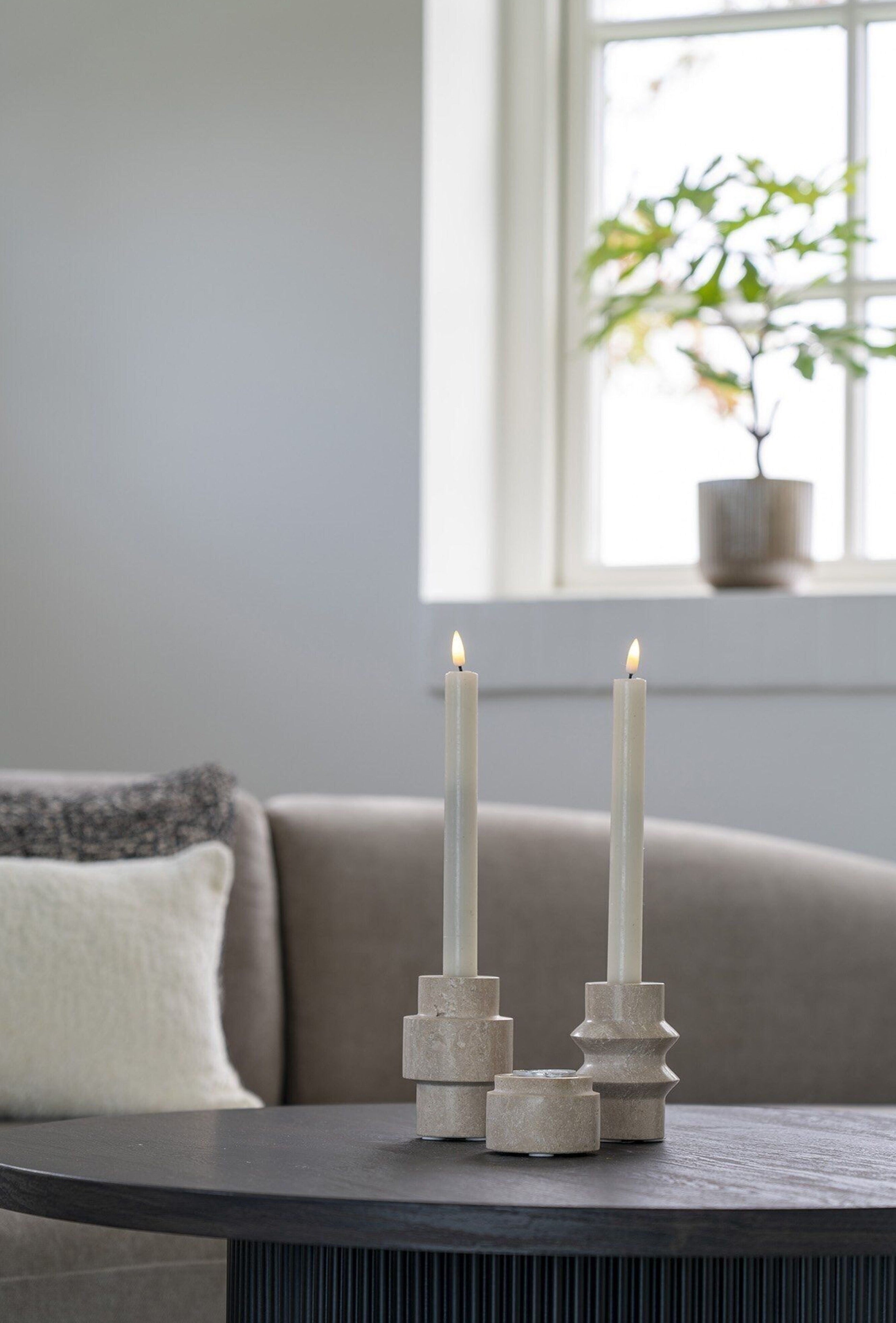 Natural travertine candle holder