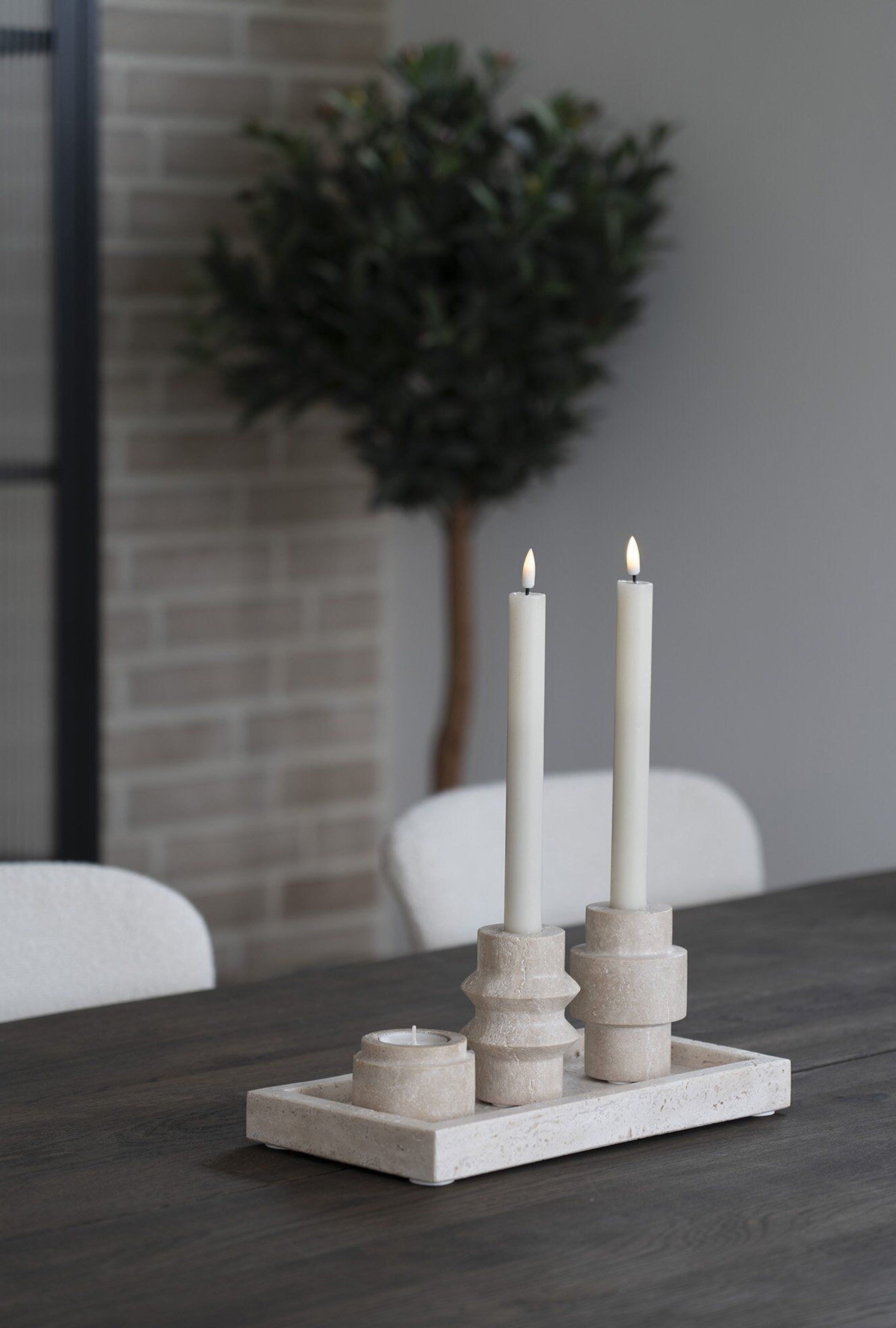 Natural travertine candle holder
