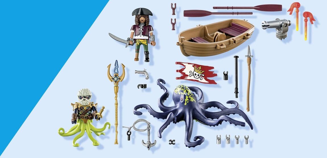 Pirate with giant octopus