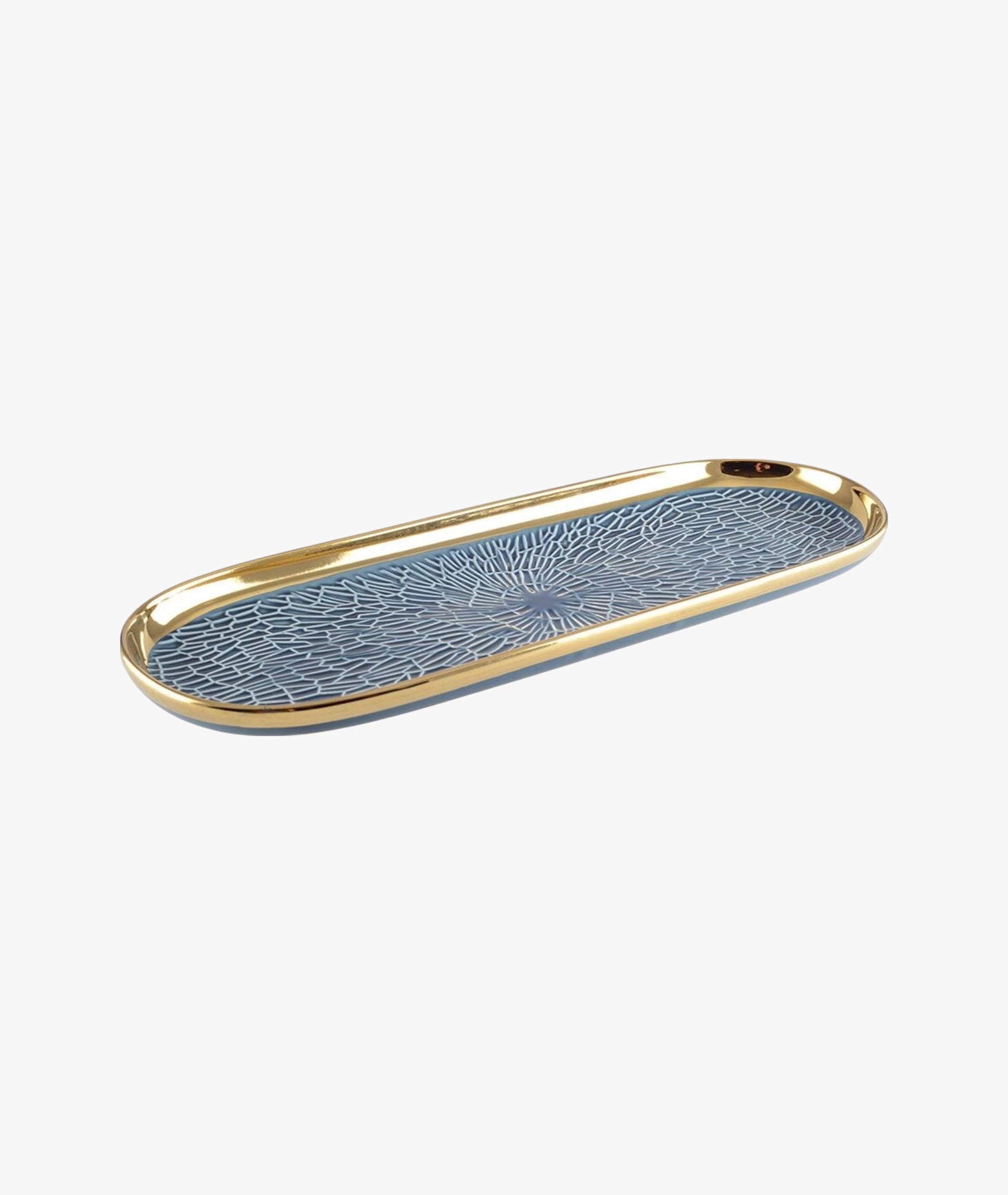 Plateau bleu et doré