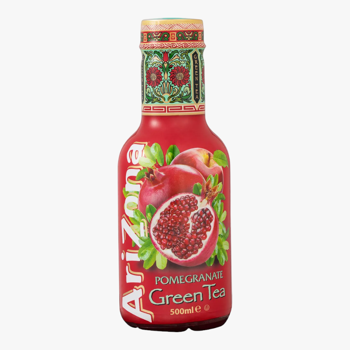 Iced green tea with pomegranate flavor