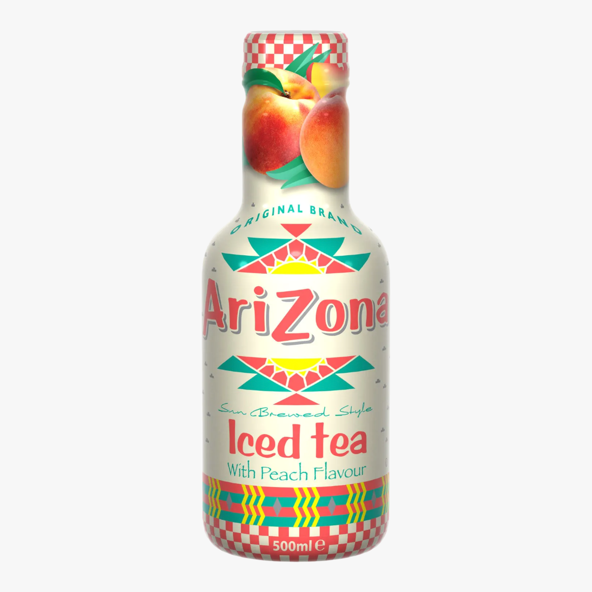 Iced black tea with peach flavor
