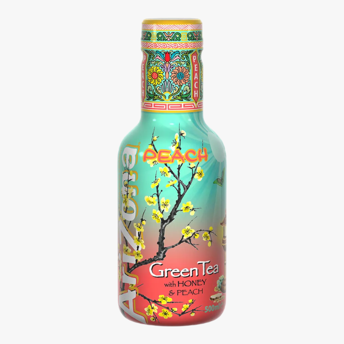Iced green tea with peach flavor