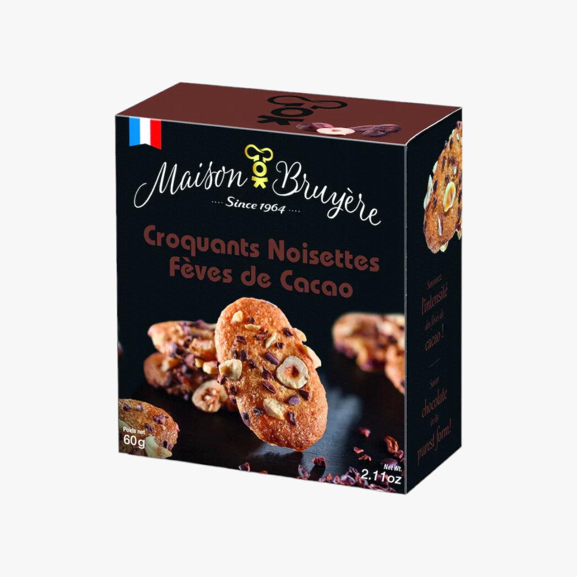Crunchy hazelnuts and cocoa beans