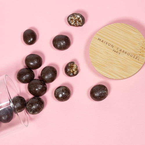 Chocolate-coated nougatine candy box