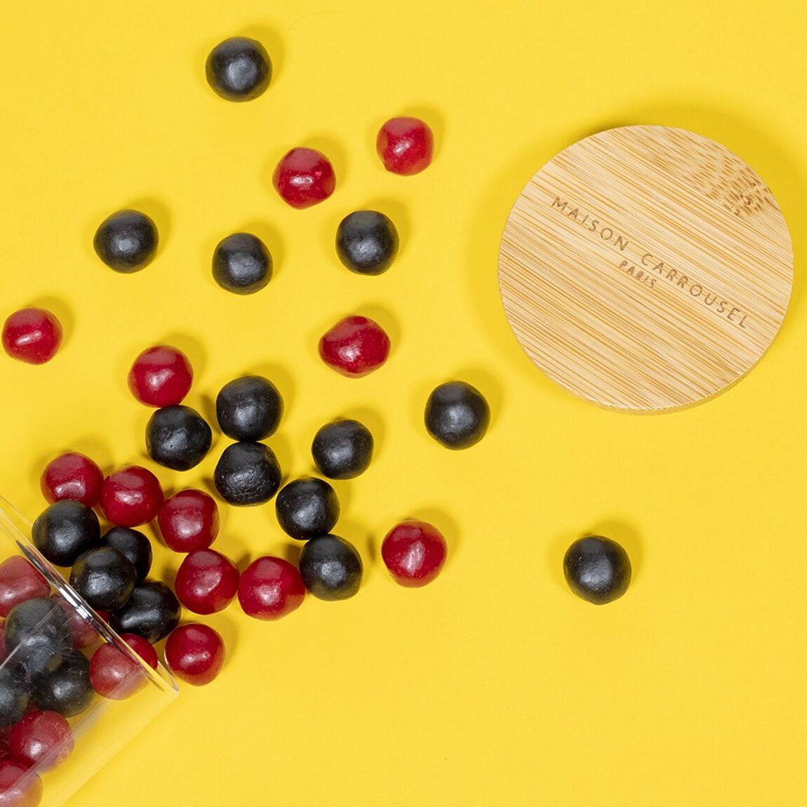 Bonbonnière bonbons dragéifiés cassis framboise