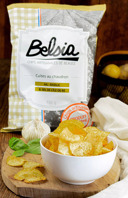 Homemade garlic and basil chips