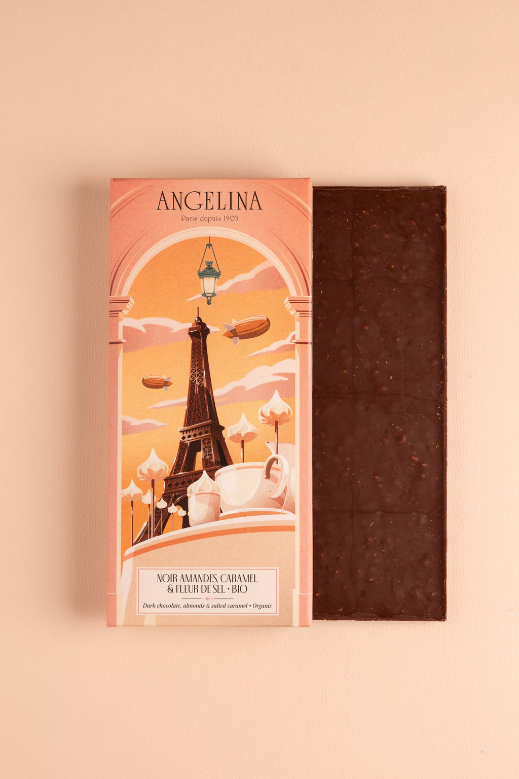 Tablette chocolat noir amandes caramel et fleur de sel bio