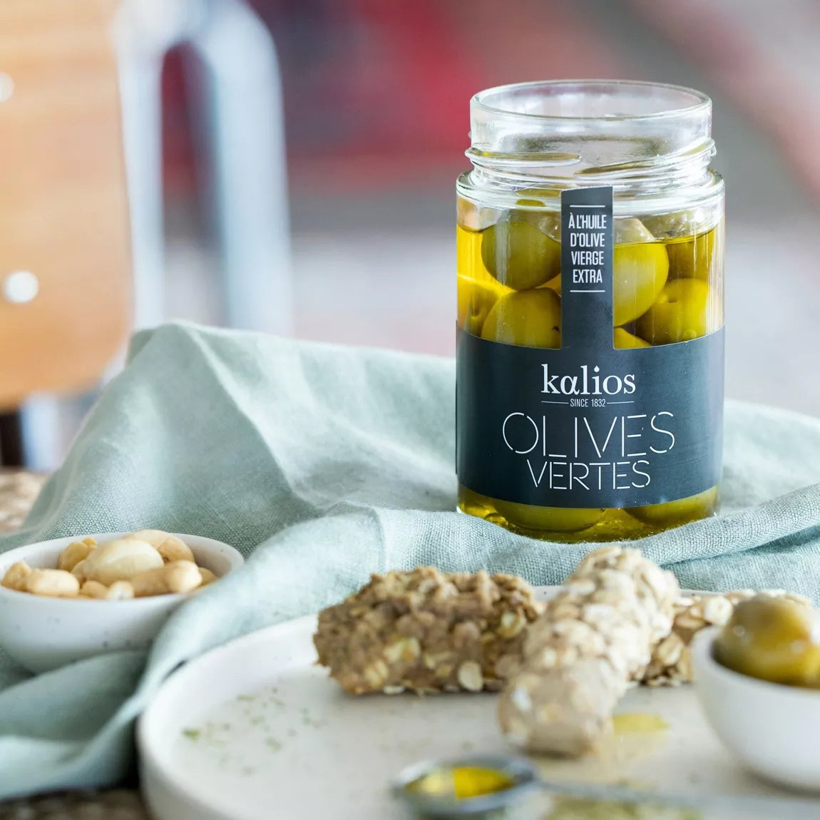 Olives vertes à l'huile d'olive vierge extra