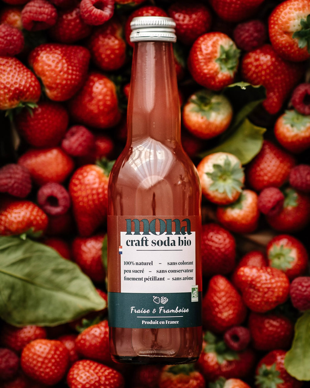 Strawberry and raspberry soda