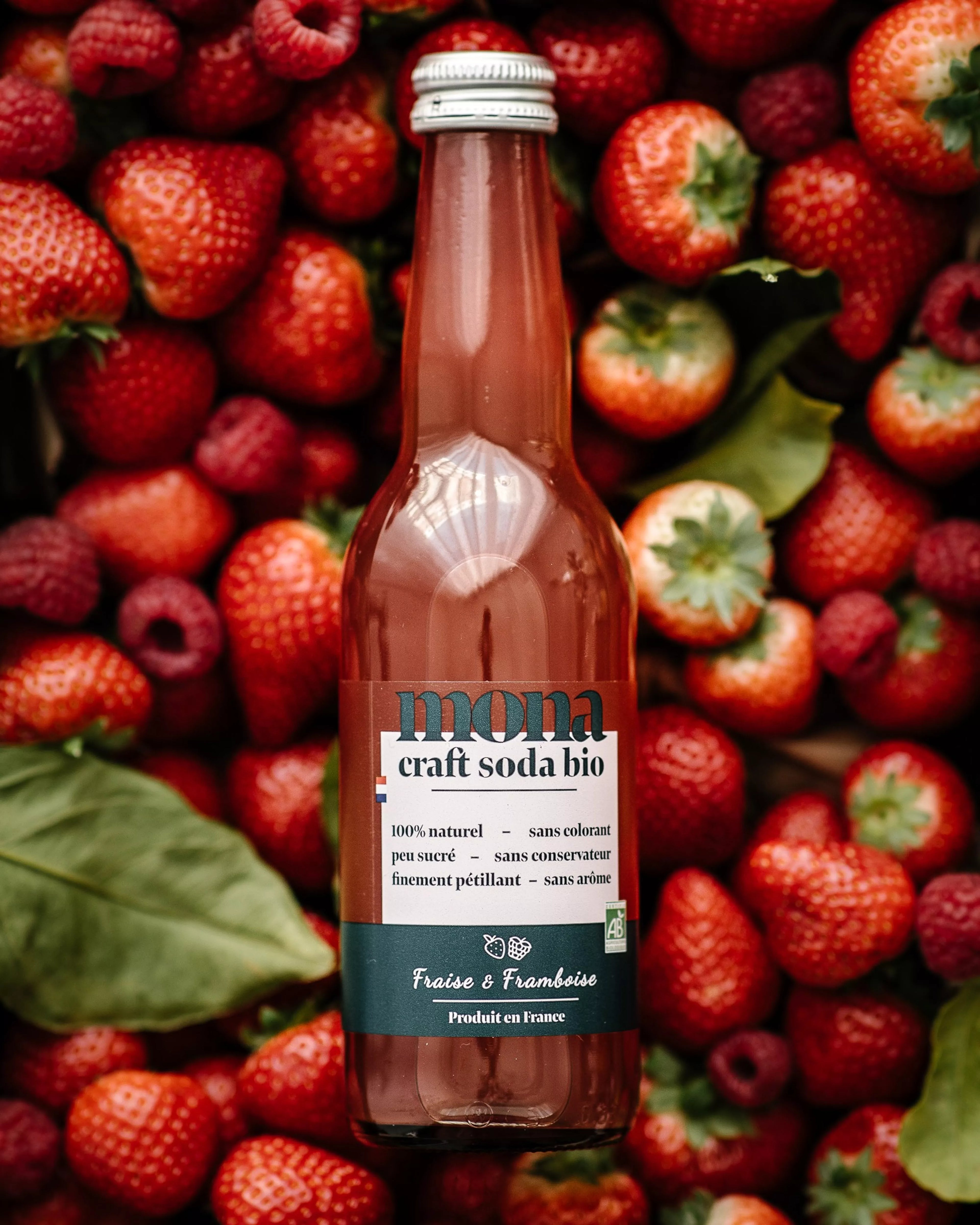 Strawberry and raspberry soda
