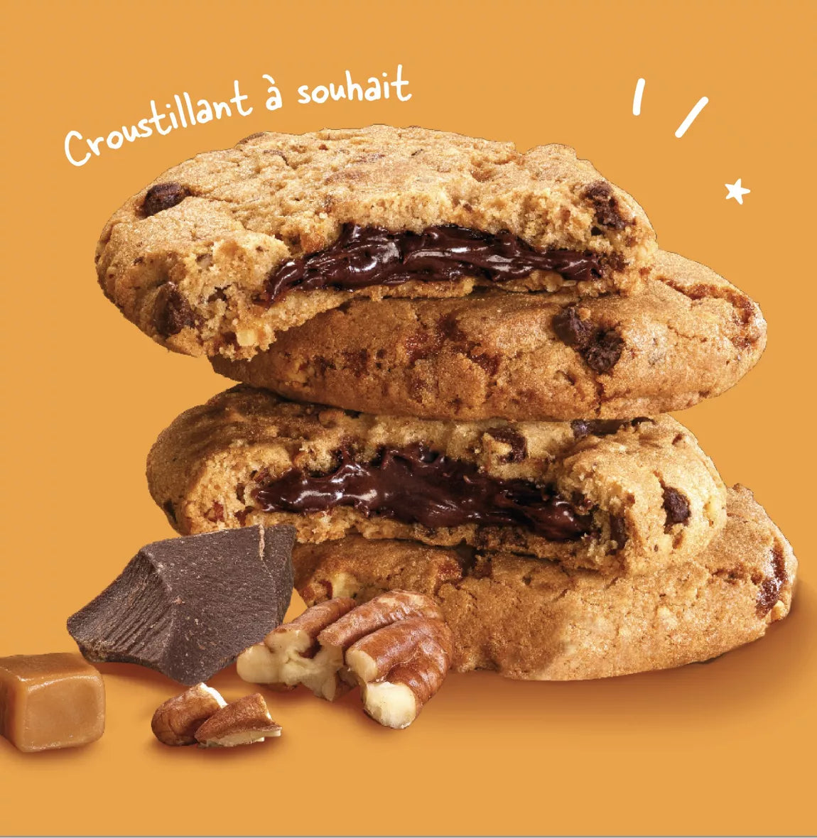 Cookie cœur fondant pécan caramel