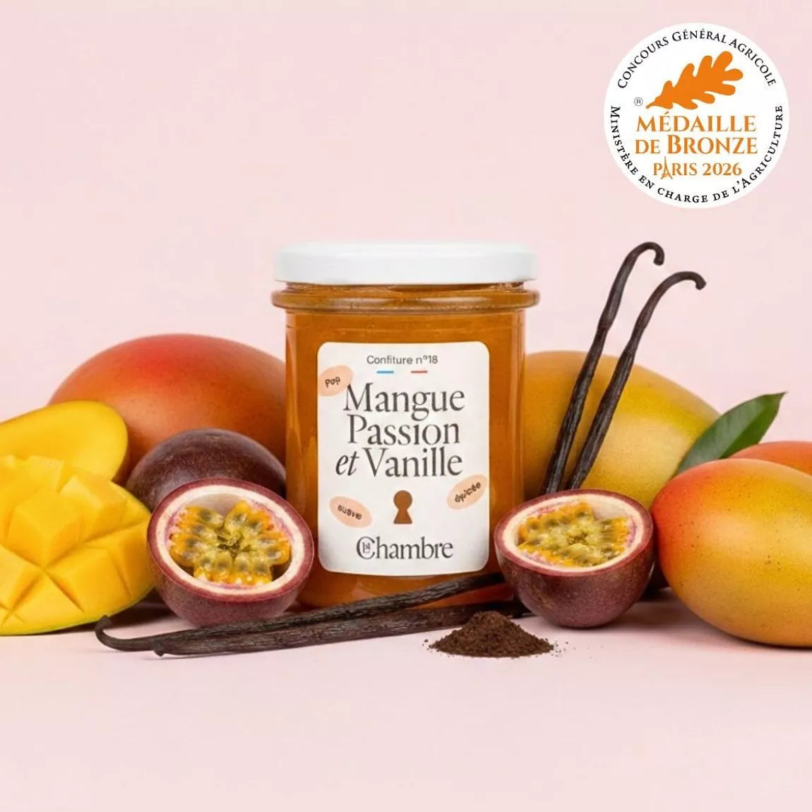 Confiture mangue passion vanille