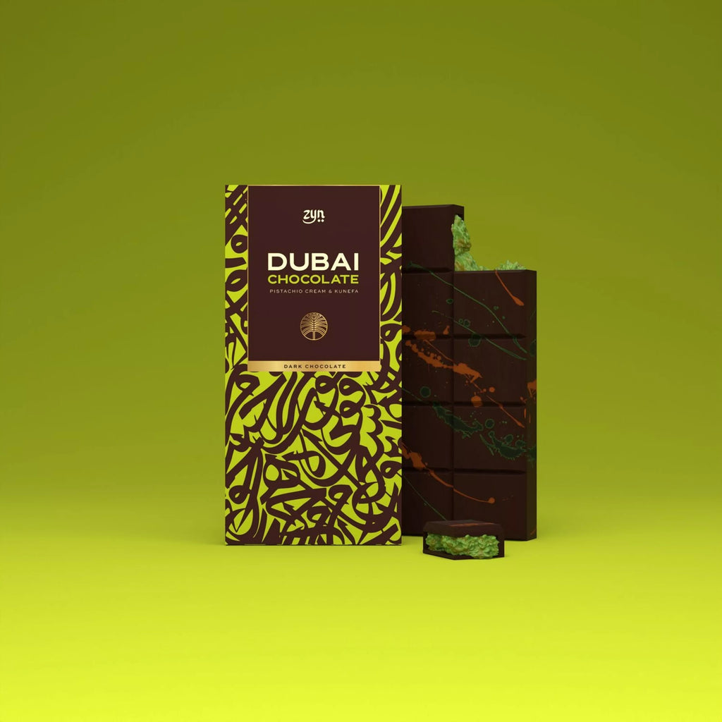 Dark chocolate pistachio-filled Dubai bar