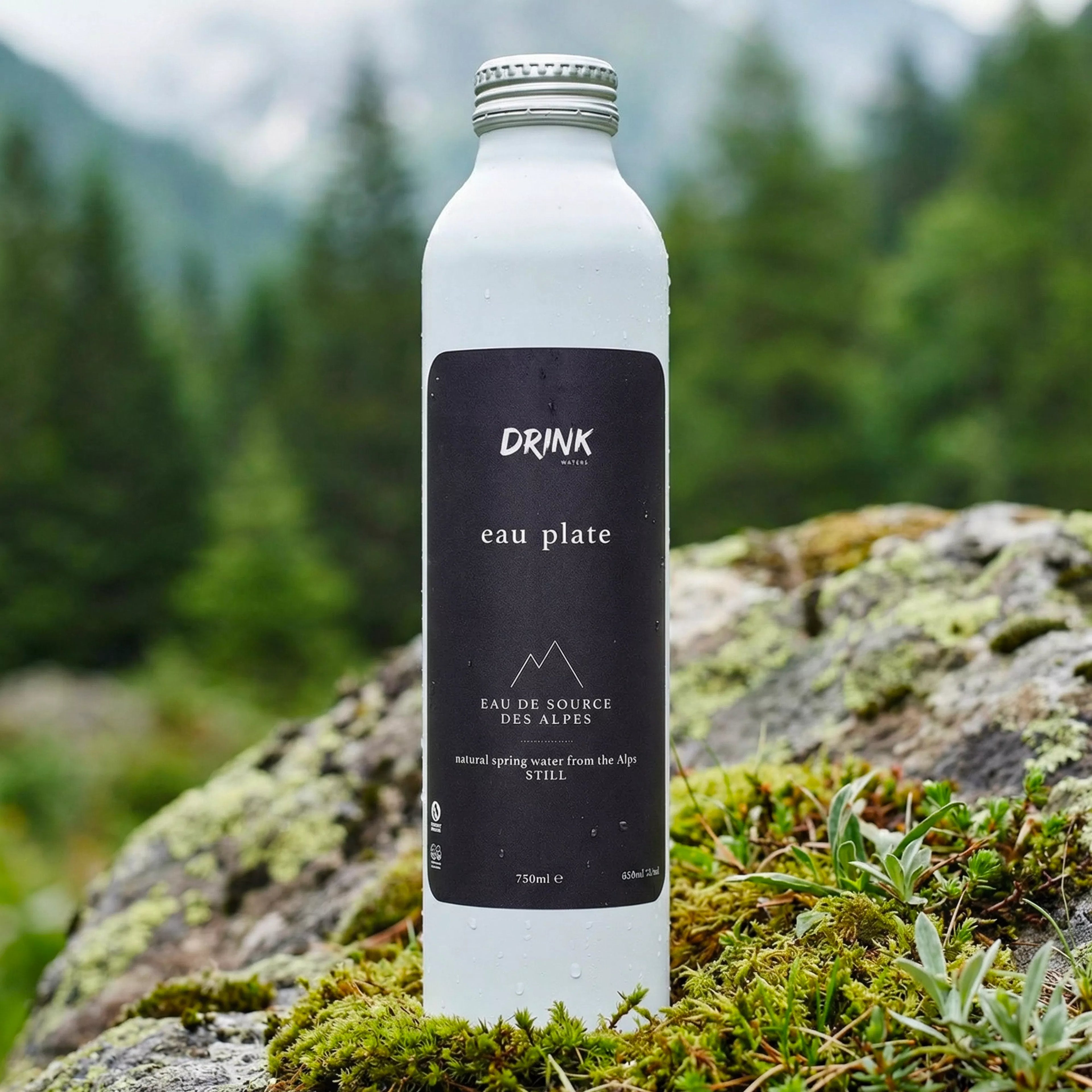Eau de source naturelle des Alpes plate premium