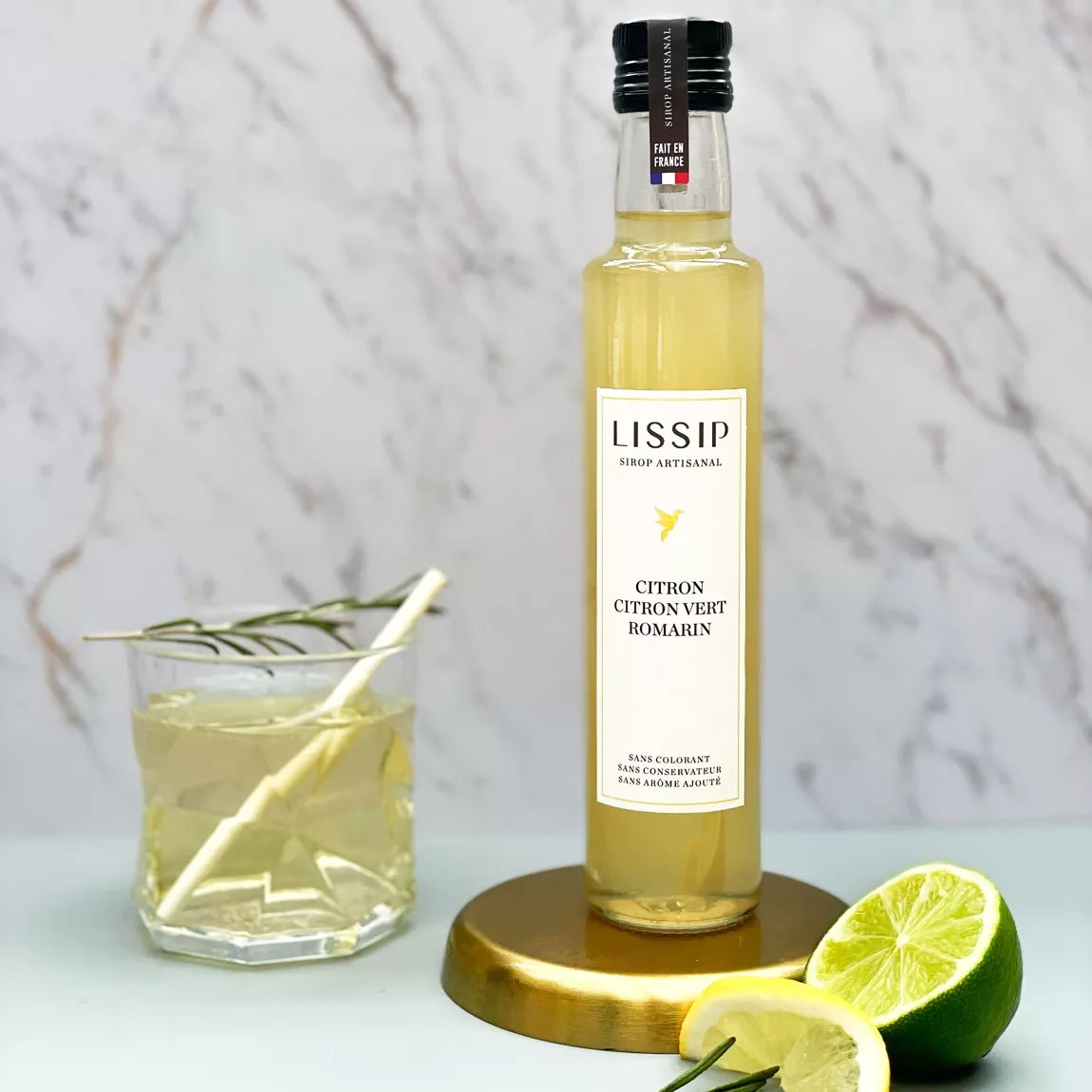 Sirop citron, citron vert et romarin