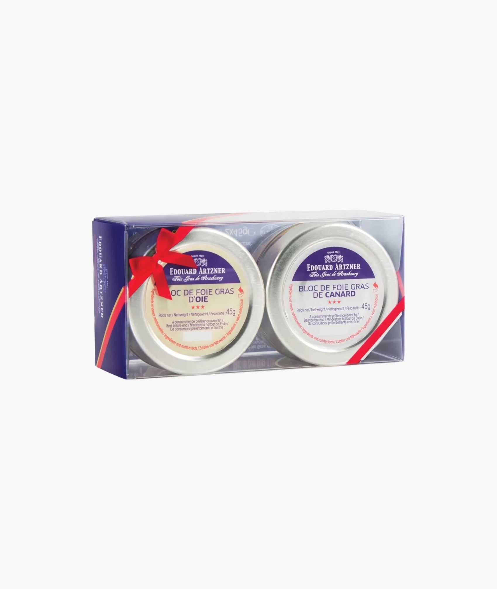 Coffret duo de bloc de foie gras de canard et d'oie