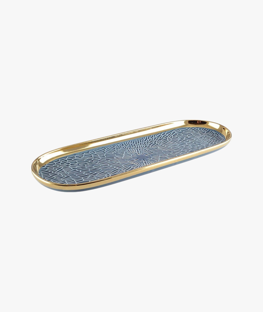 Plateau bleu et doré