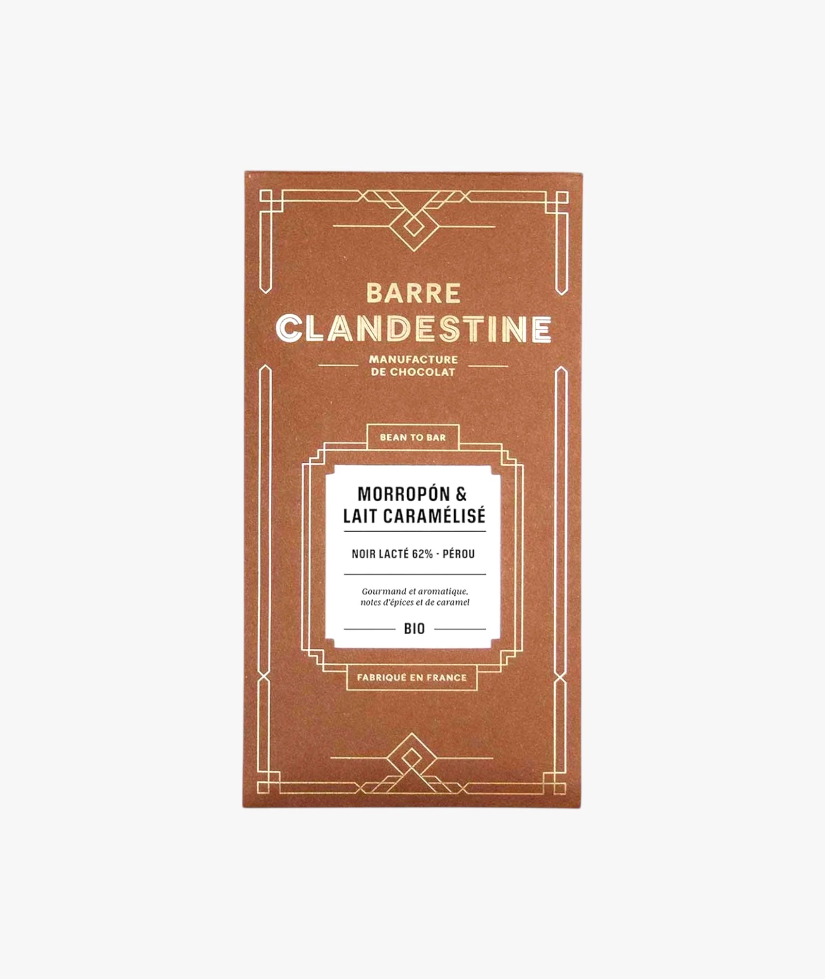 Tablette de chocolat noir 62% Pérou au lait caramélisé - bean to bar