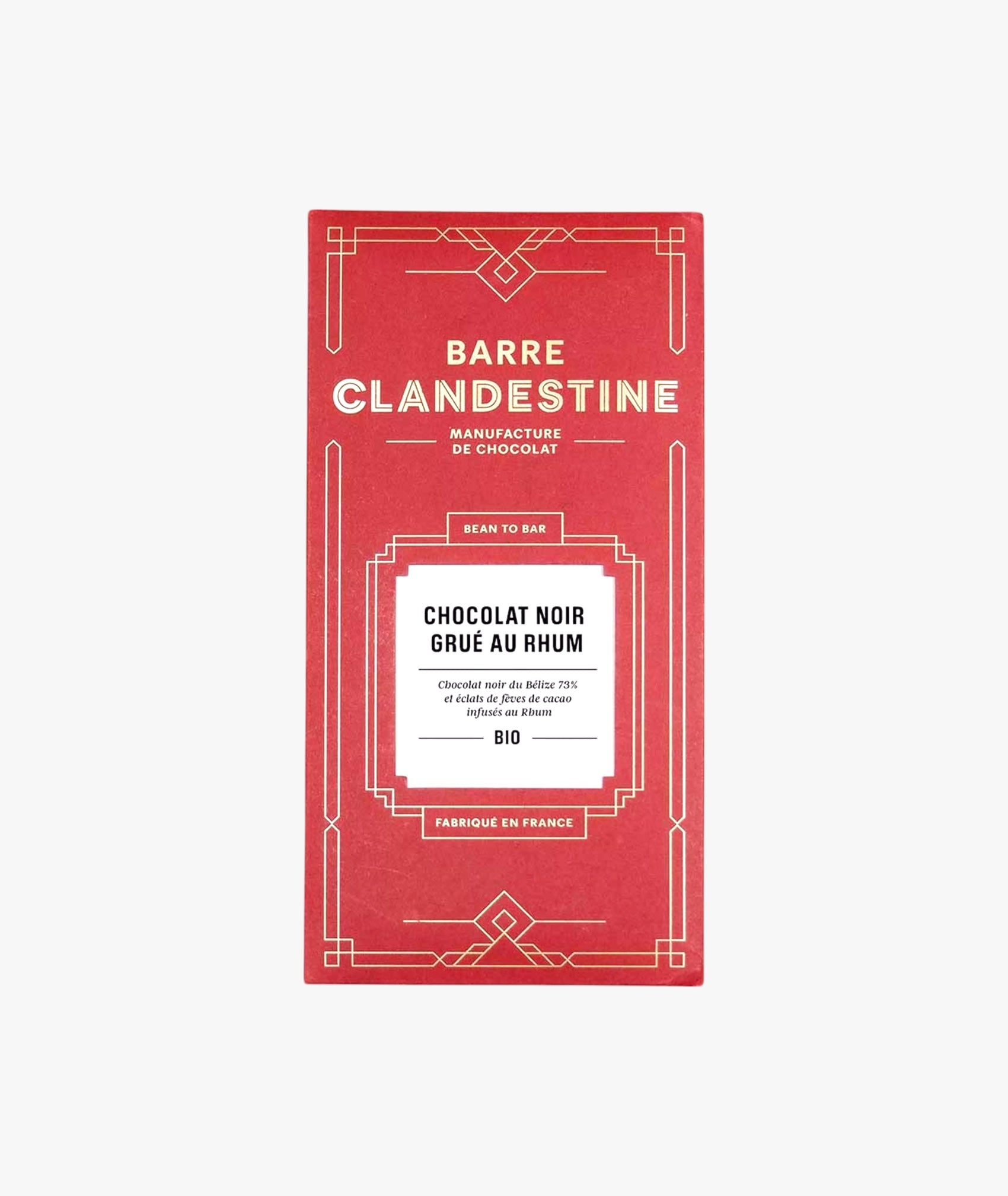 Tablette chocolat noir grué au rhum - bean to bar