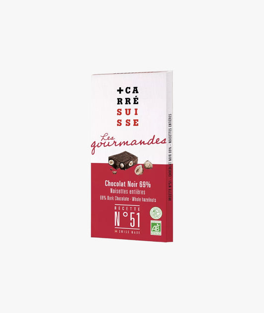 Tablette de chocolat Noir 69% & noisettes entières bio