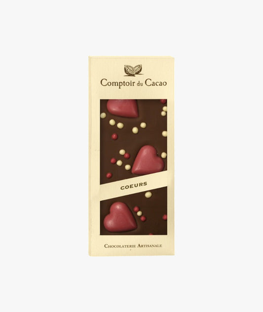 Tablette chocolat noir cœurs