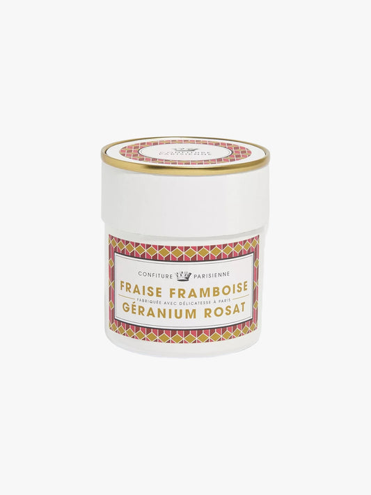 Confiture fraise framboise géranium