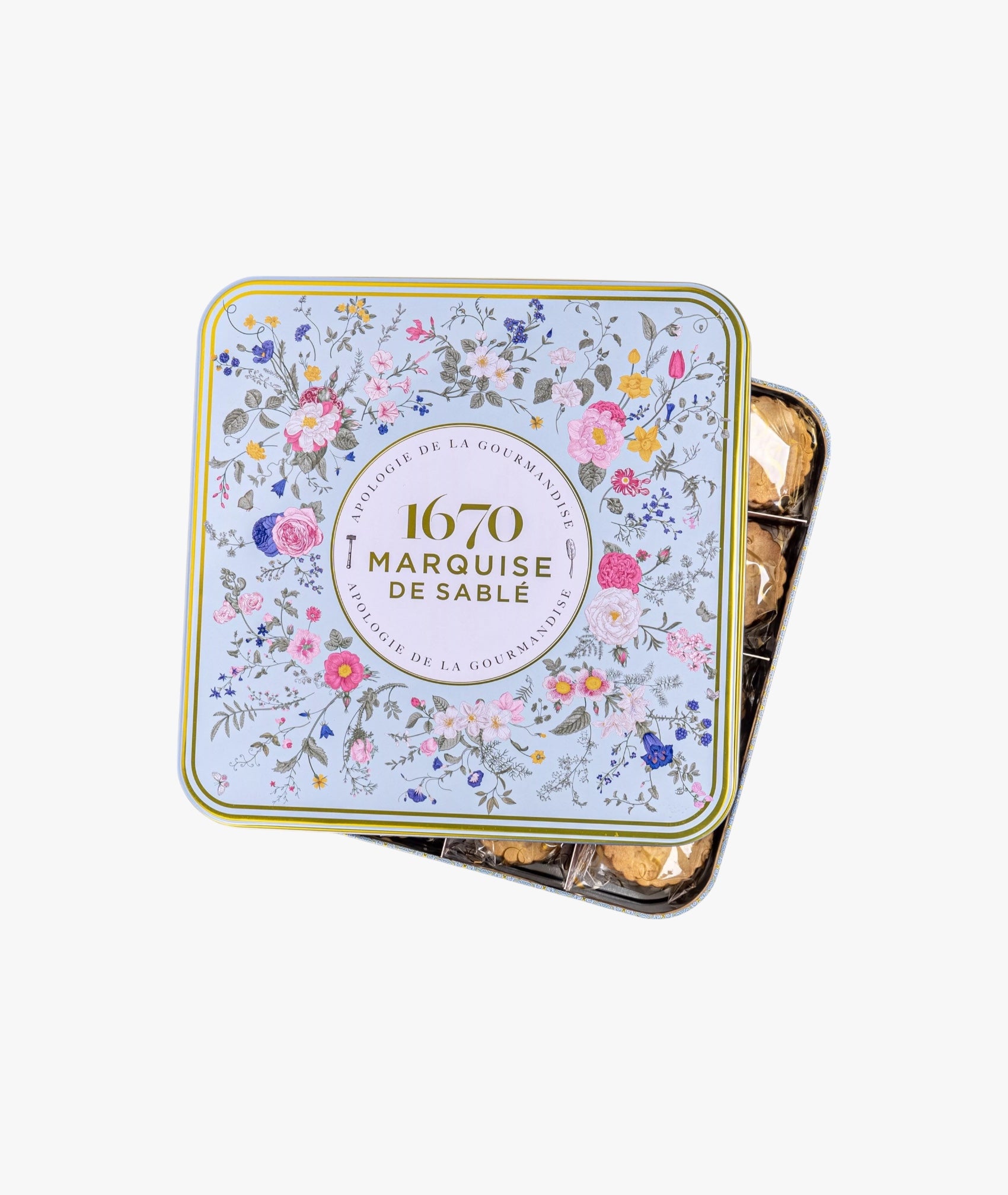 Coffret métal bouquet sauvage assortiment de biscuits