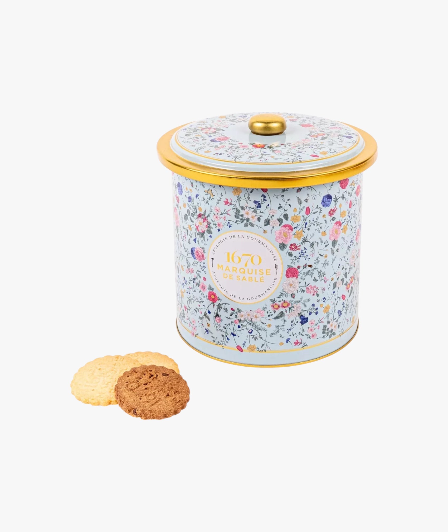 Biscuits sablés assortiment nature et tout chocolat - seau métal bouquet sauvage