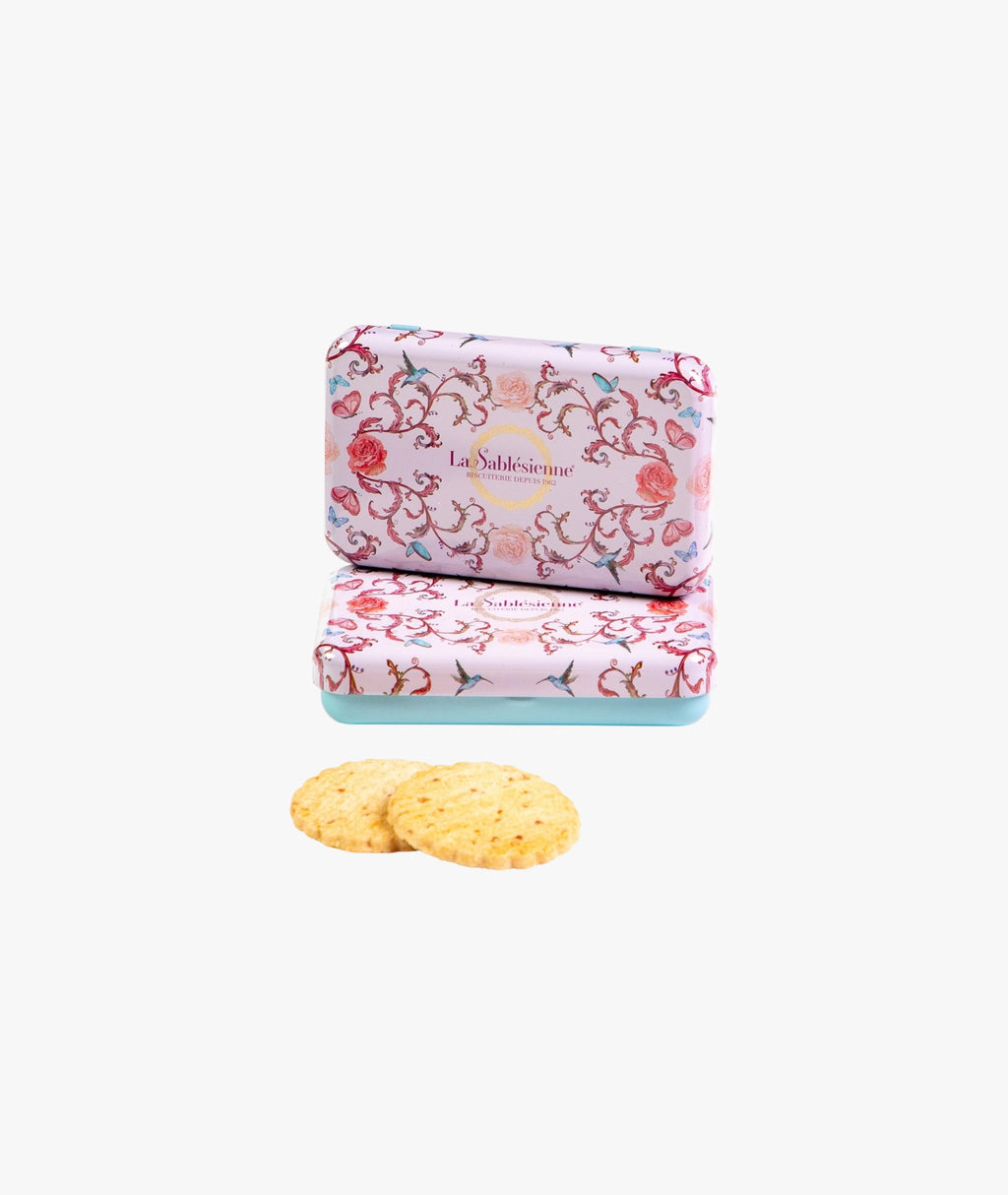 Biscuits sablés pépites de framboise - mini boite métal Oiseau bleu