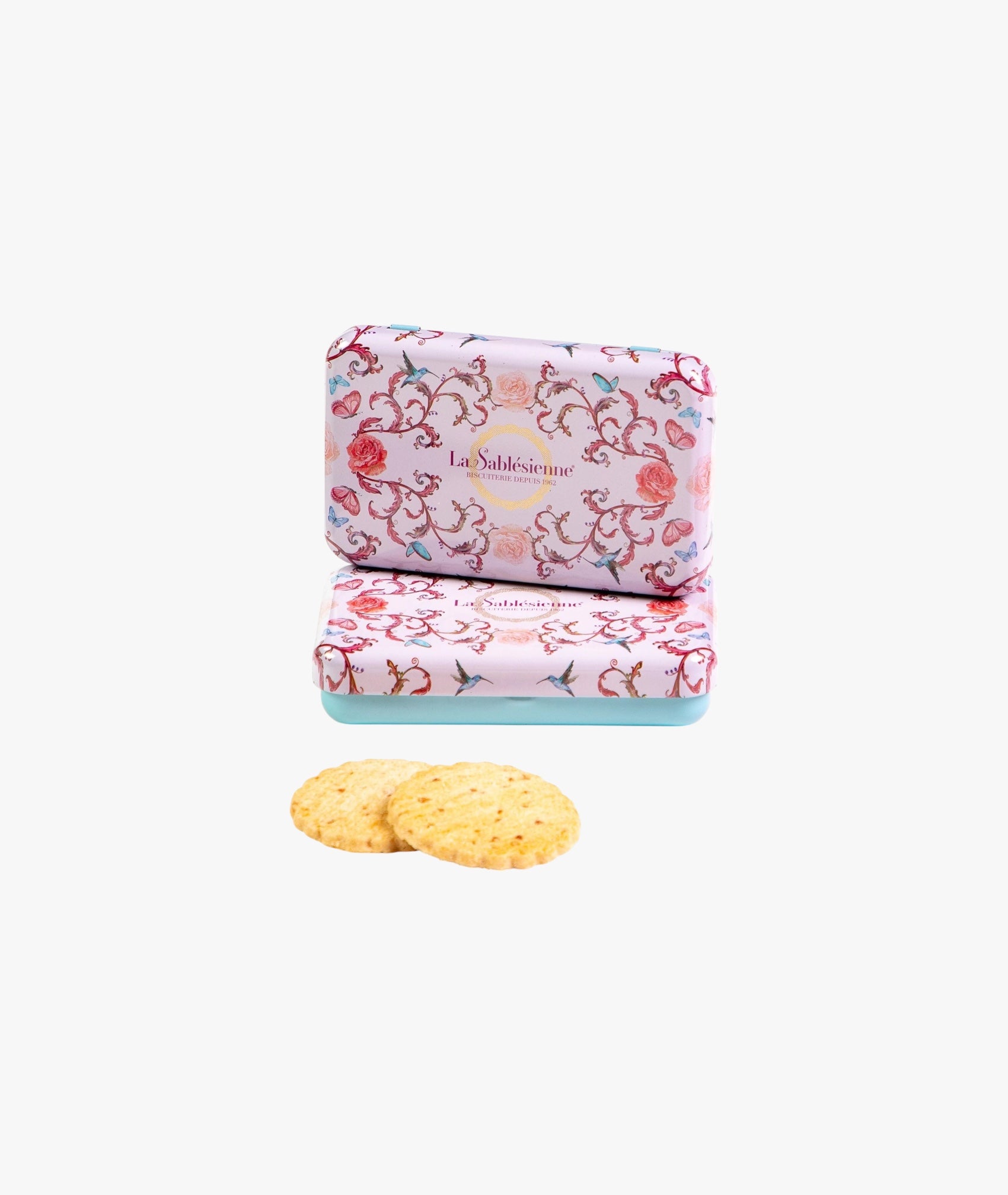 Biscuits sablés pépites de framboise - mini boite métal Oiseau bleu
