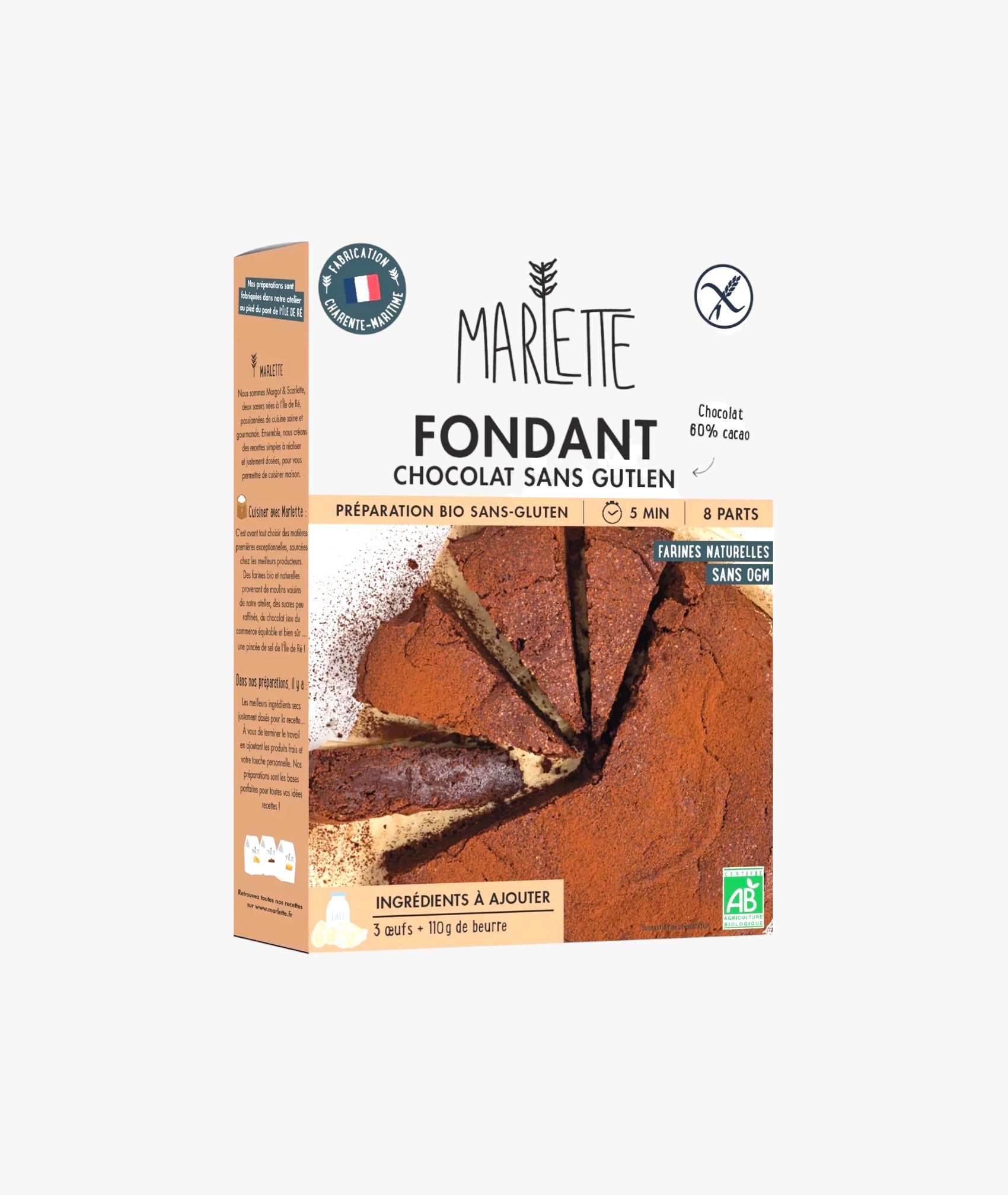 Préparation pour fondant au chocolat sans gluten