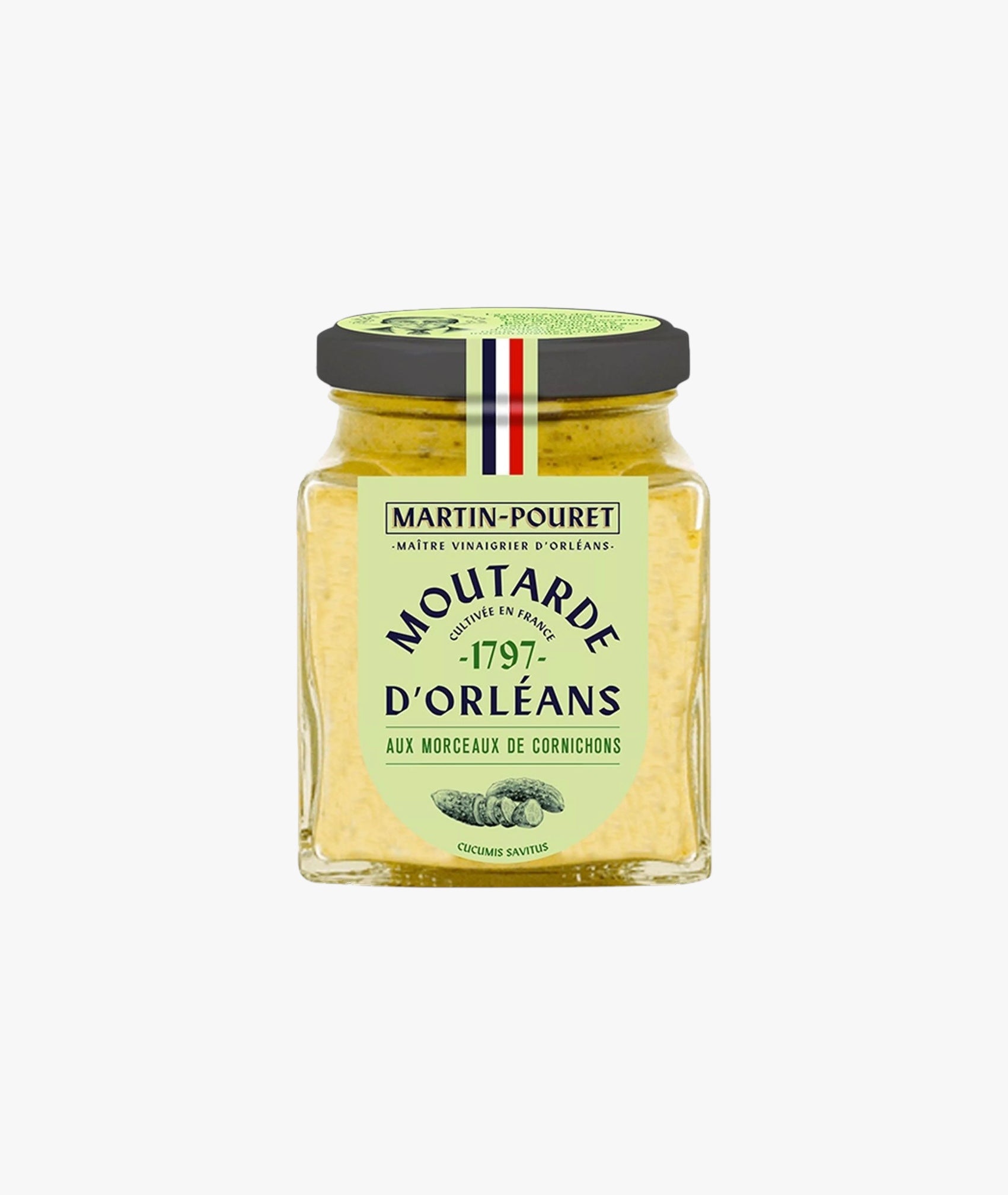 Orleans mustard with pieces of pickles