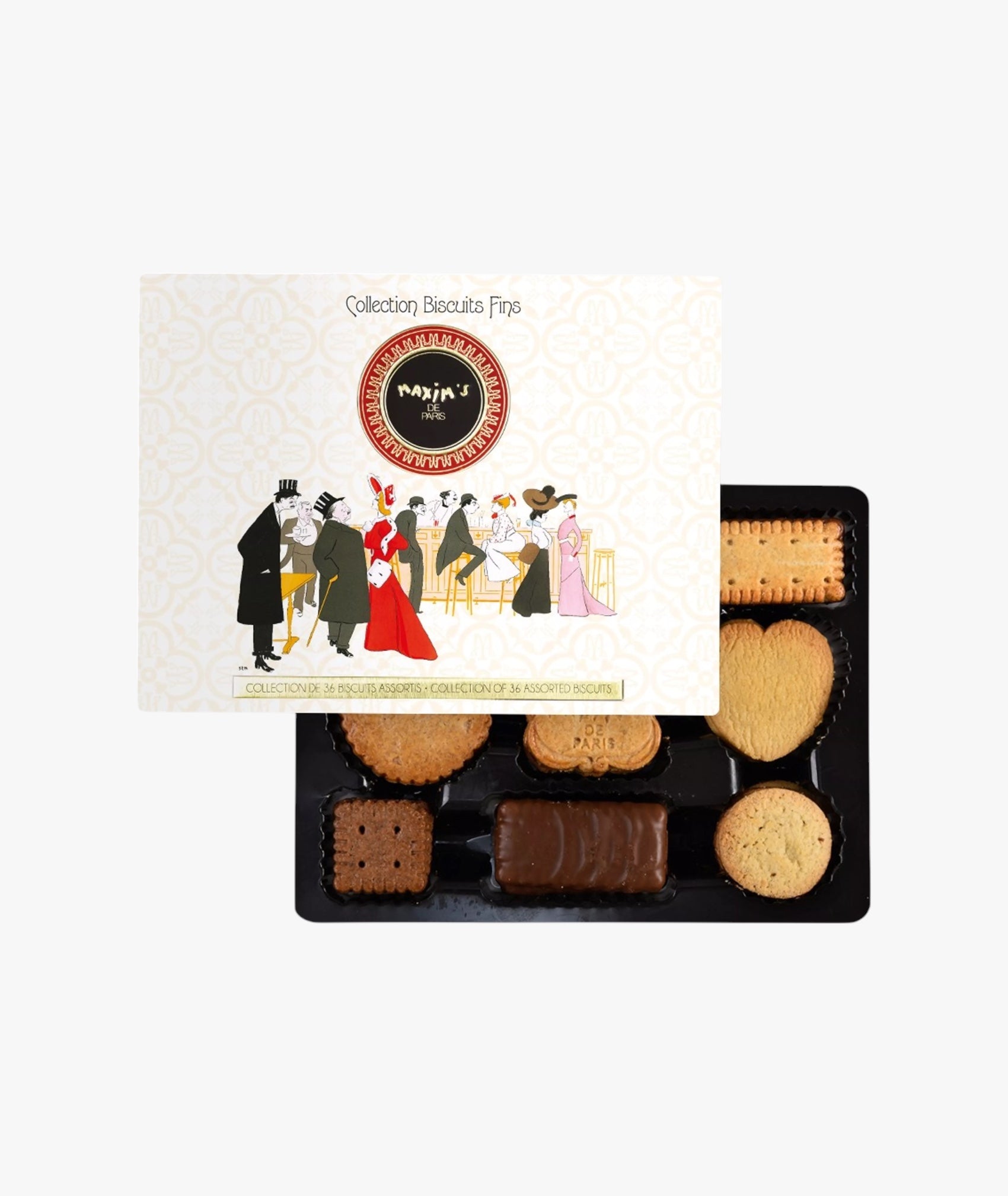 Boite métal assortiment de 32 biscuits fins