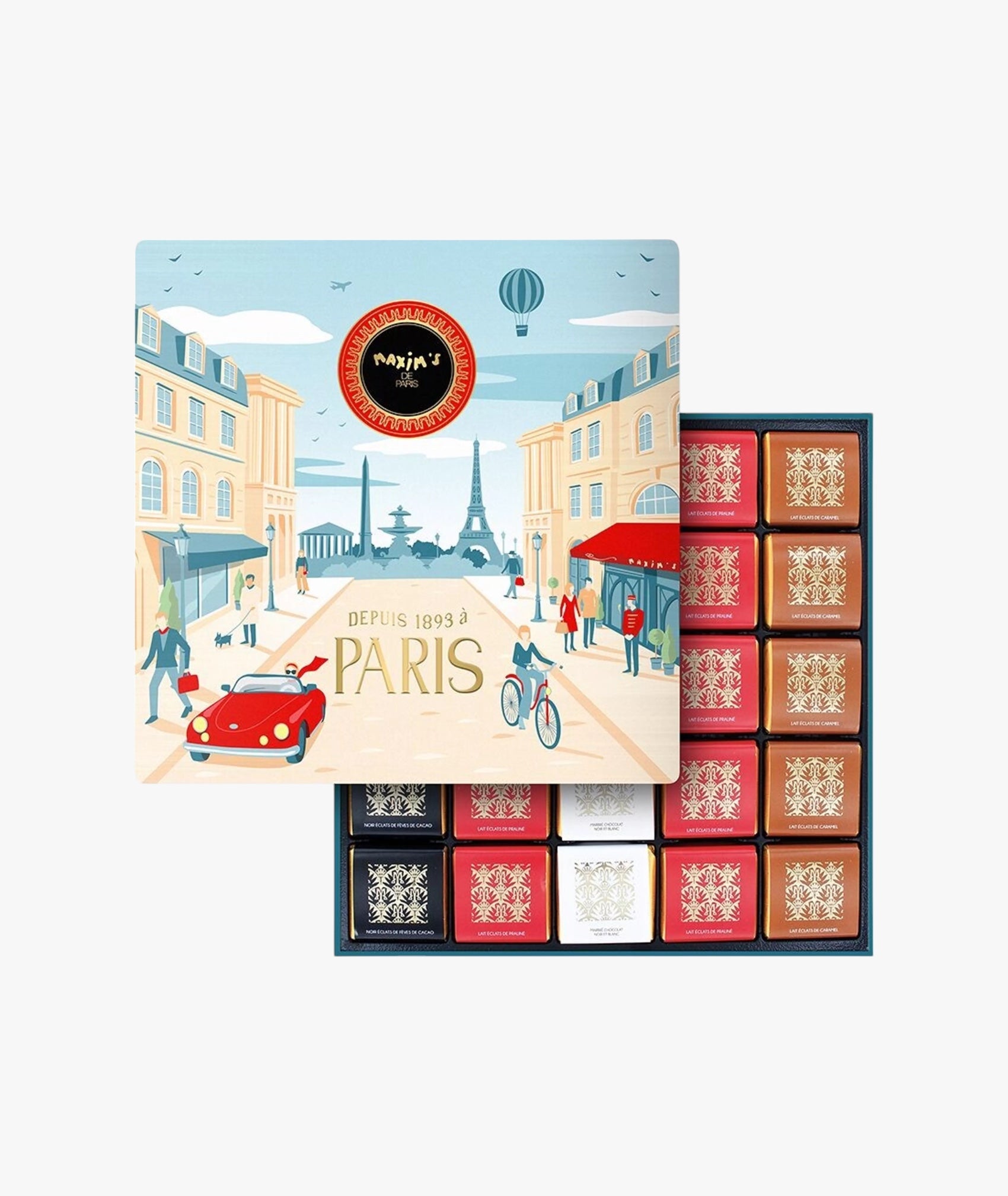 Coffret 50 carrés de chocolat assortis