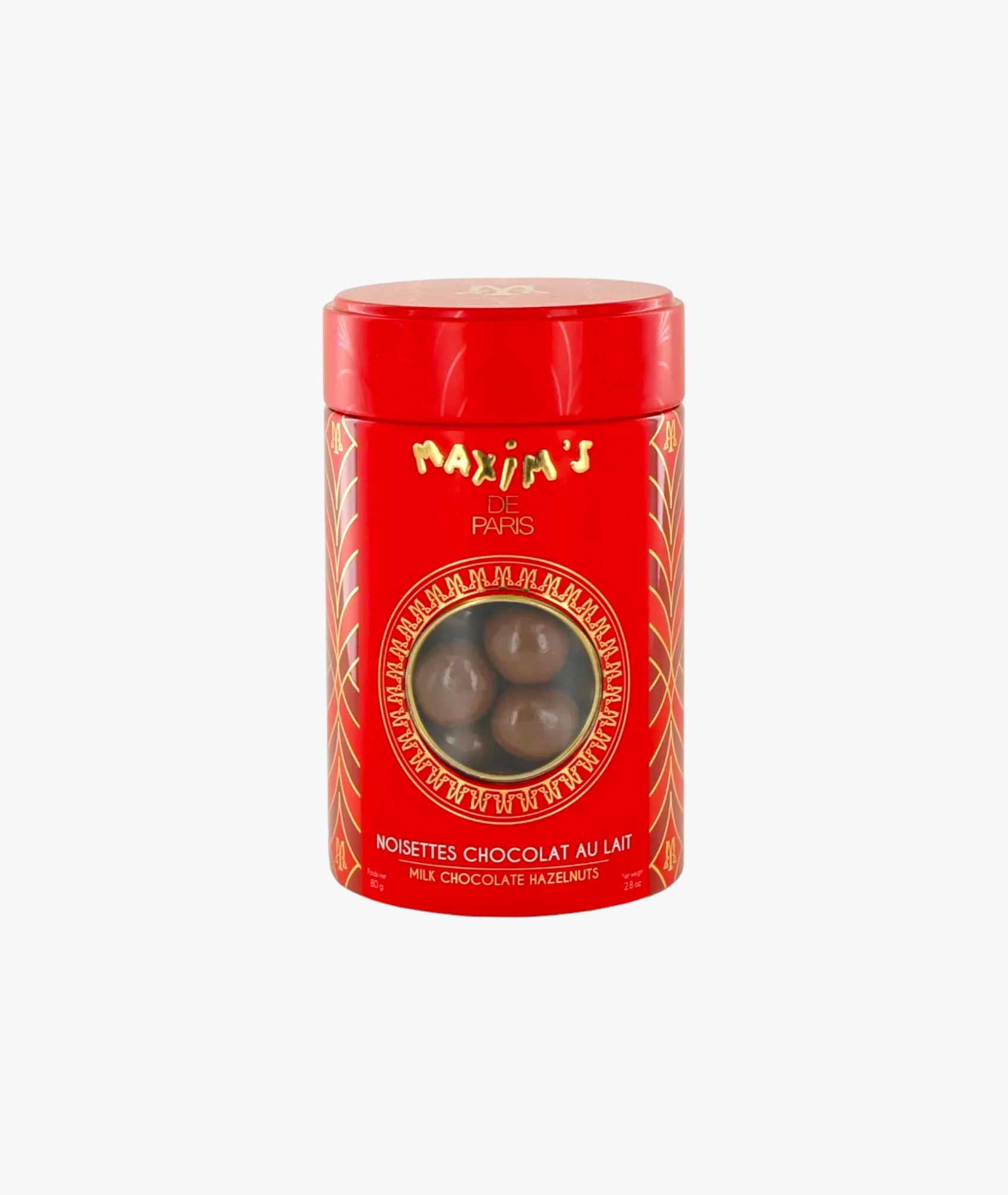 Boîte métal noisettes chocolat lait