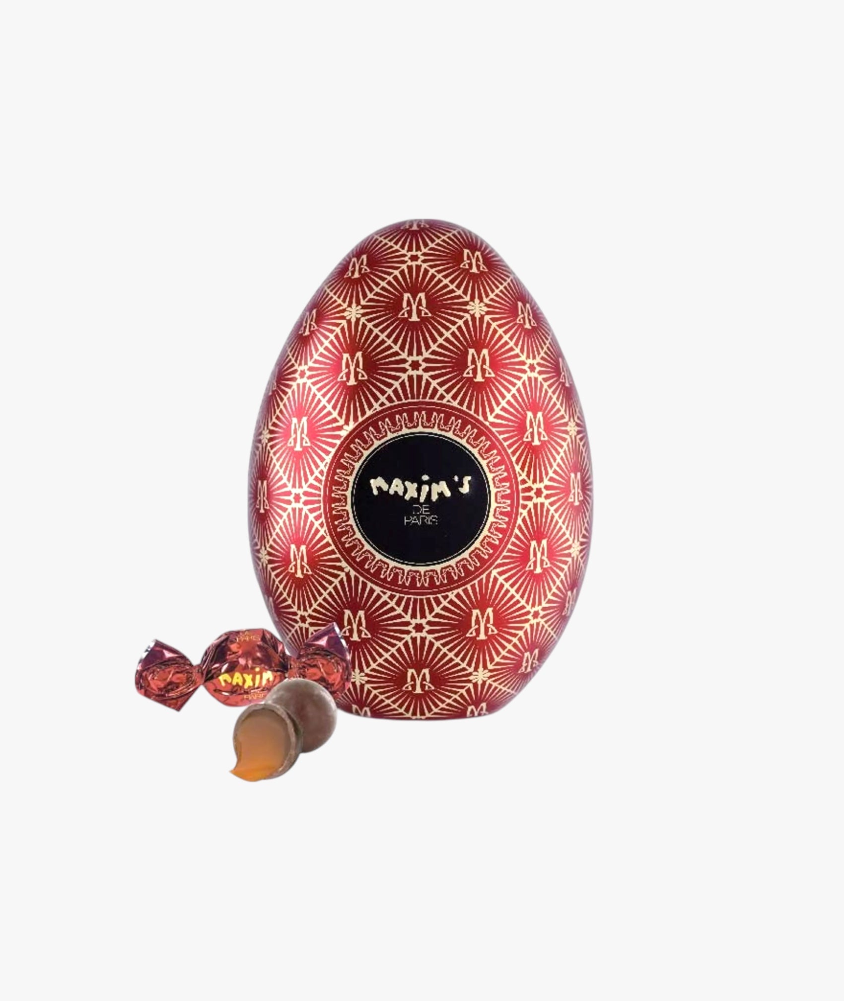 Œuf rouge - boule chocolat au lait et caramel