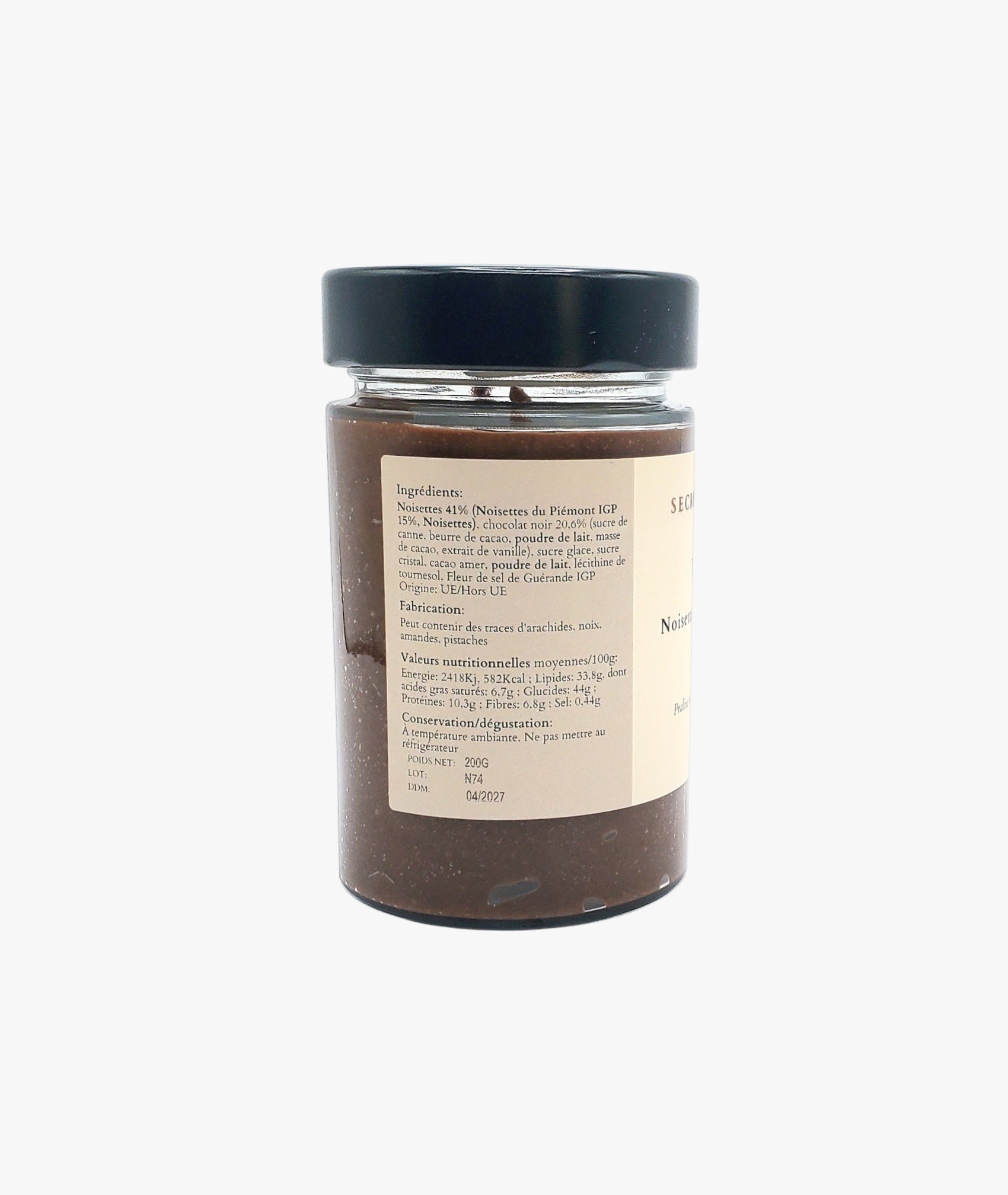 Pâte à tartiner noisettes du Piémont chocolat noir