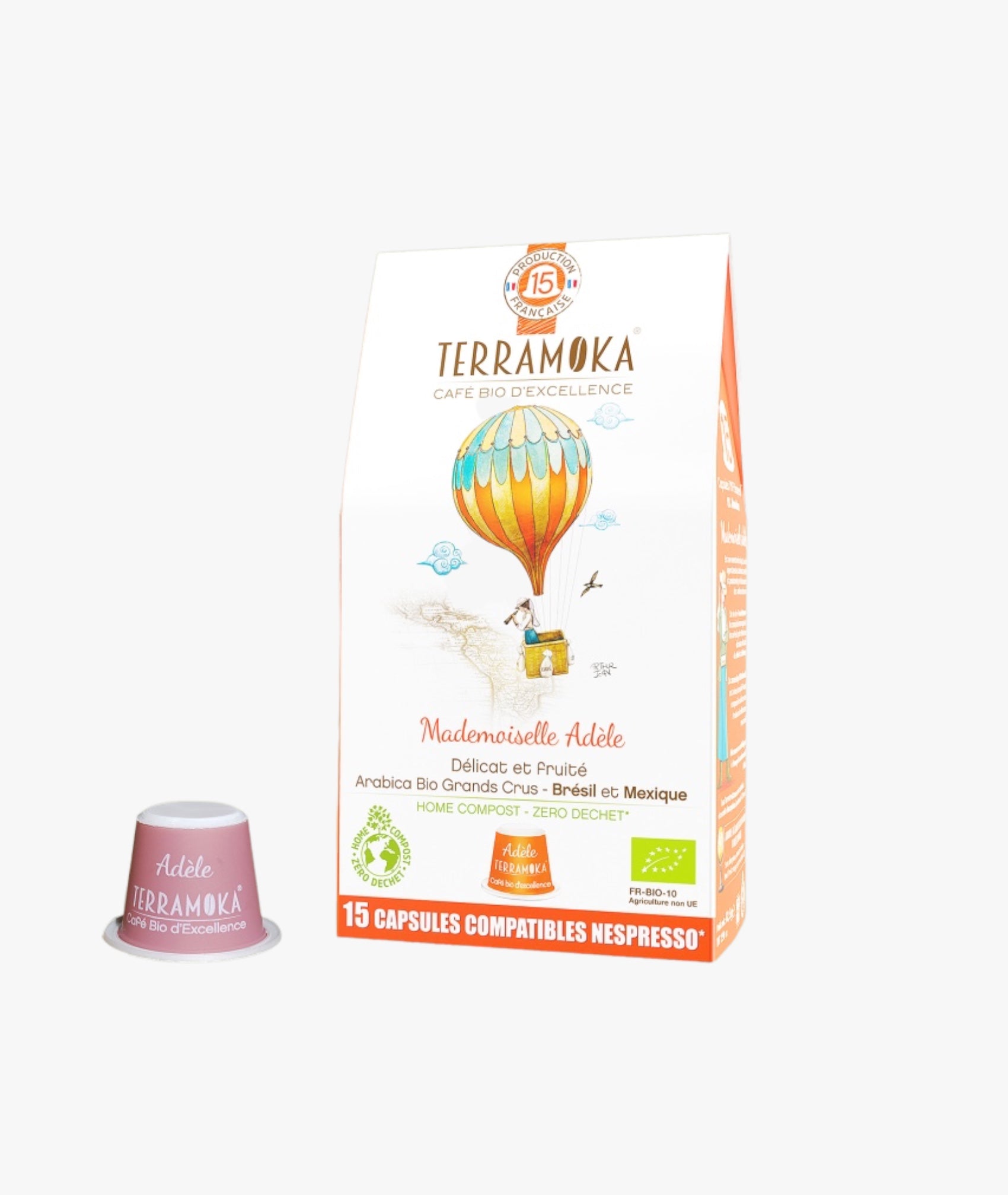 15 capsules compostables compatibles Nespresso® de café bio du Brésil et Mexique - délicat et fruité