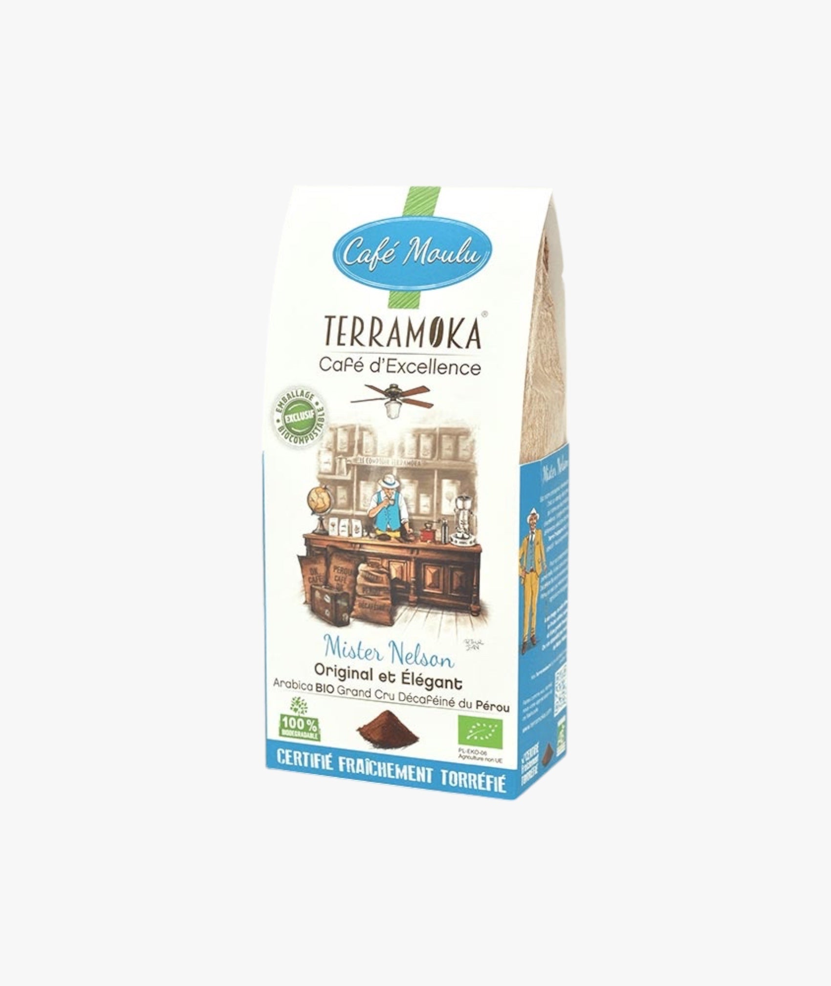 Café bio moulu du Pérou décaféiné - original et élégant