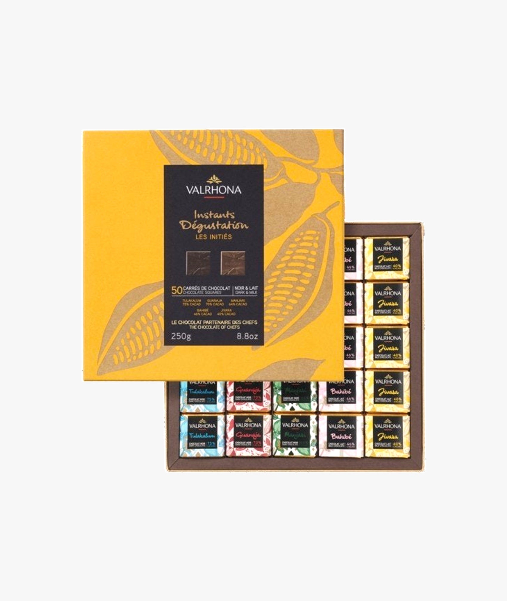 Coffret 50 carrés chocolat les initiés