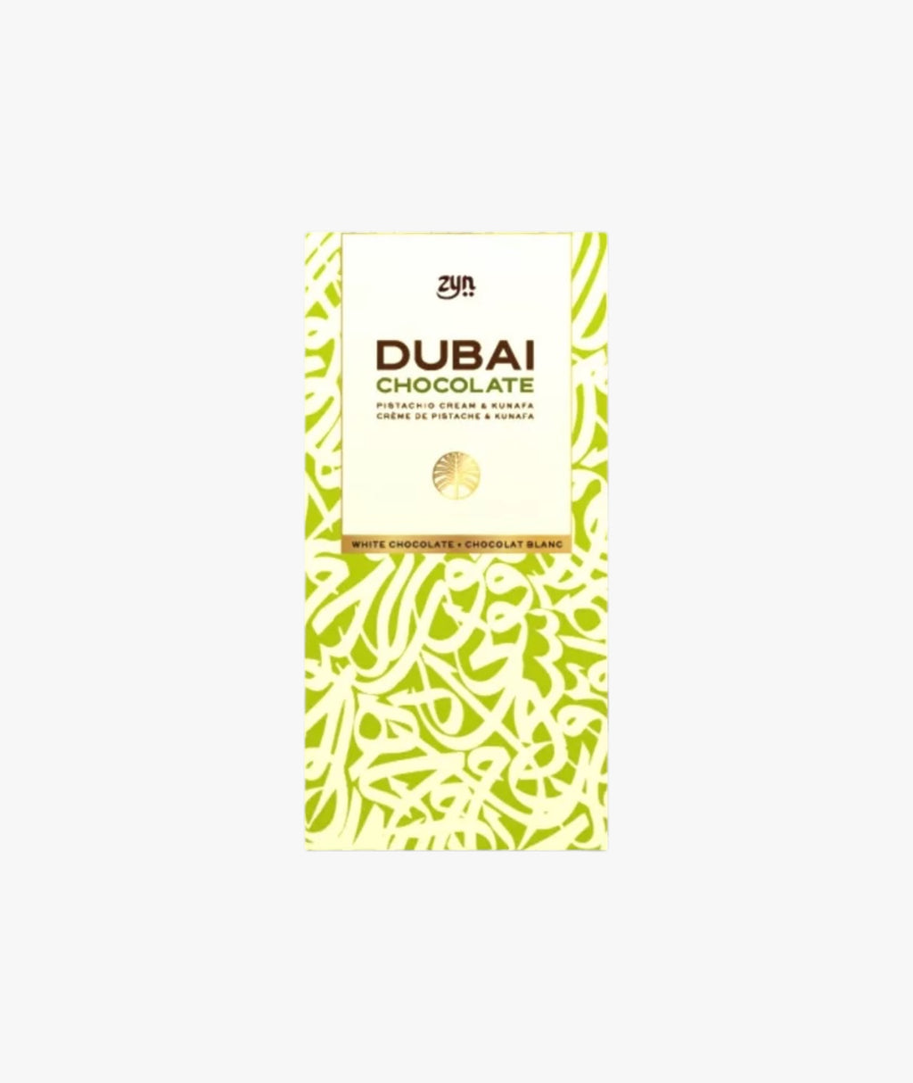 Tablette Dubaï chocolat blanc fourrée à la pistache
