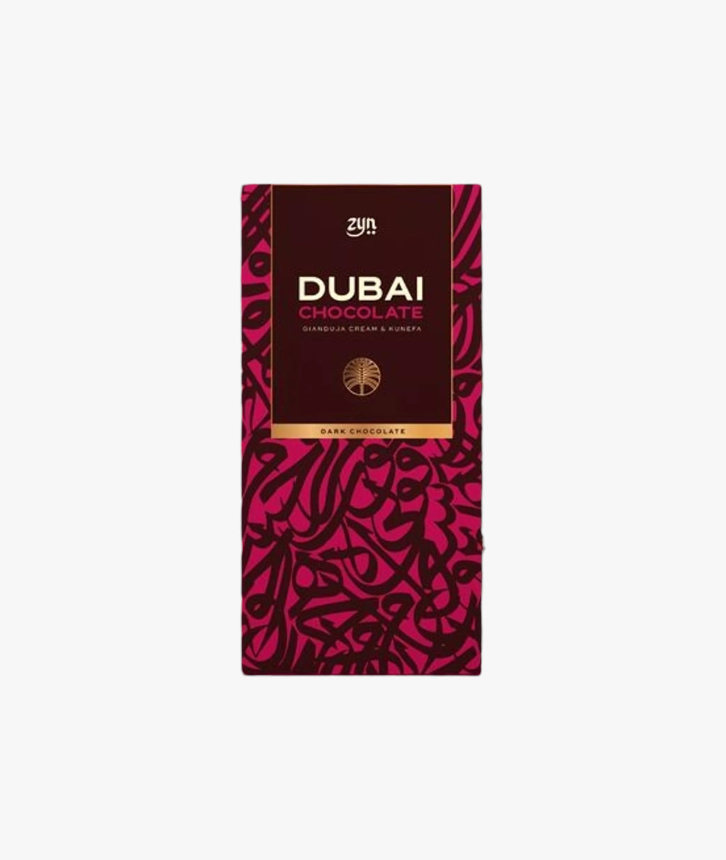 Dubai dark chocolate bar filled with hazelnut