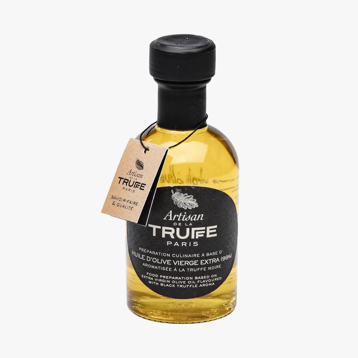 Extra virgin olive oil with black truffle flavor